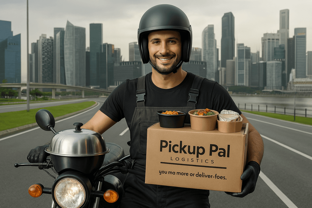 Delivery driver with Pickup Pal branded box and food containers
