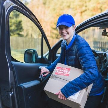 Delivery driver with order in vehicle