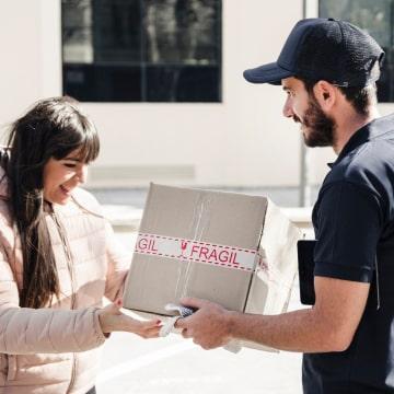 Driver delivering order to customer